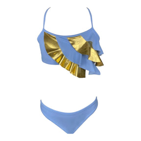 POLINA METALLIC RUFFLE TWO PIECE BIKINI - NESSI BYRD