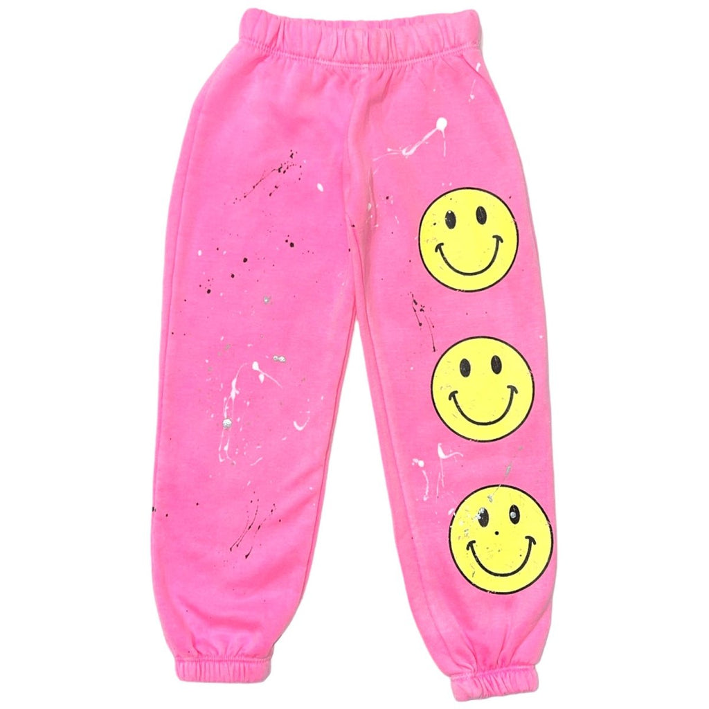 Pink smiley 2025 face joggers